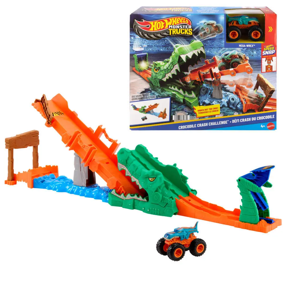 Bild: 194735339730 | Hot Wheels Monster Trucks Krokodil Crash Challenge | Fensterkarton