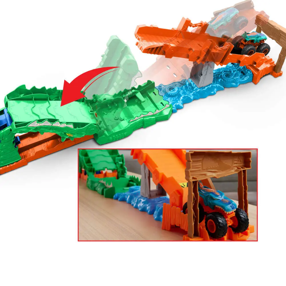 Bild: 194735339730 | Hot Wheels Monster Trucks Krokodil Crash Challenge | Fensterkarton