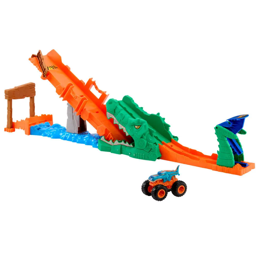 Bild: 194735339730 | Hot Wheels Monster Trucks Krokodil Crash Challenge | Fensterkarton
