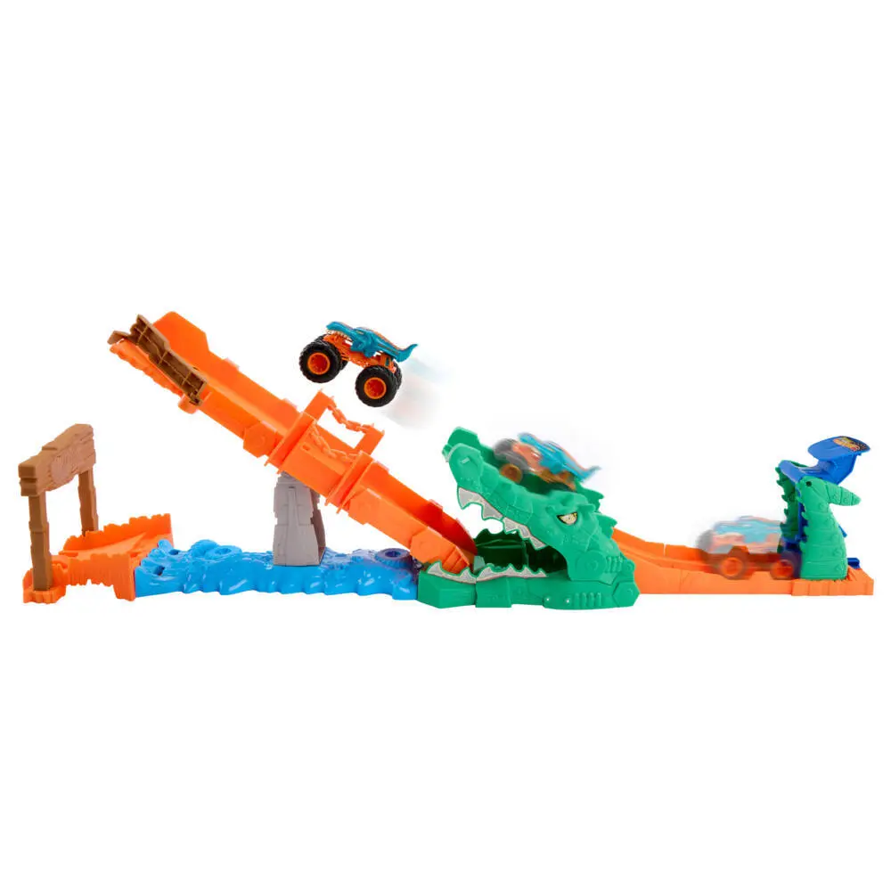 Bild: 194735339730 | Hot Wheels Monster Trucks Krokodil Crash Challenge | Fensterkarton