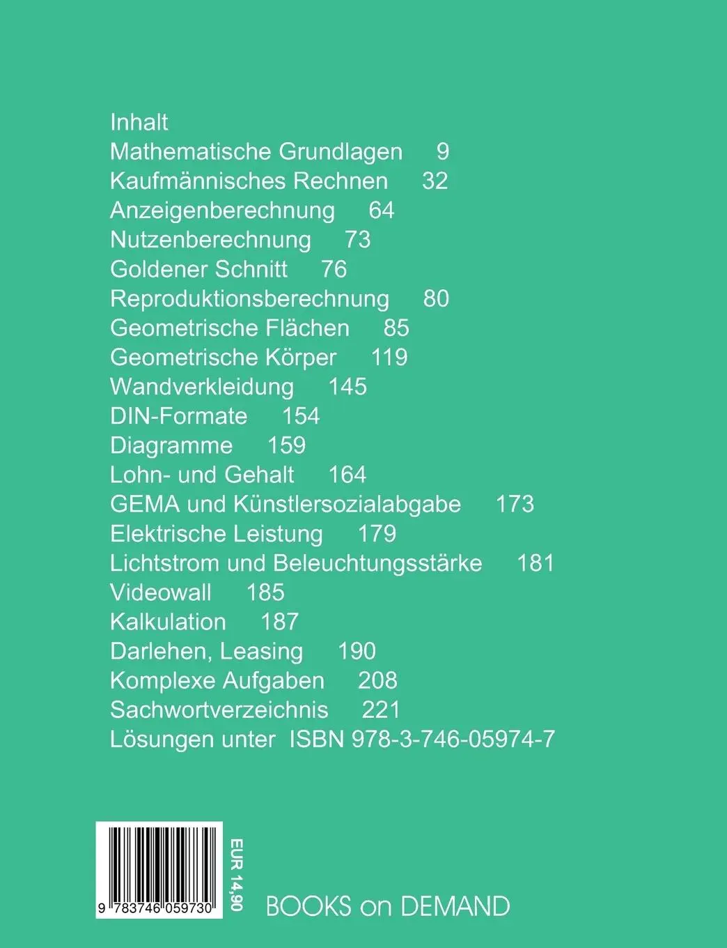 Rückseite: 9783746059730 | Fachrechnen für Gestalter/Gestalterin für visuelles Marketing | Buch