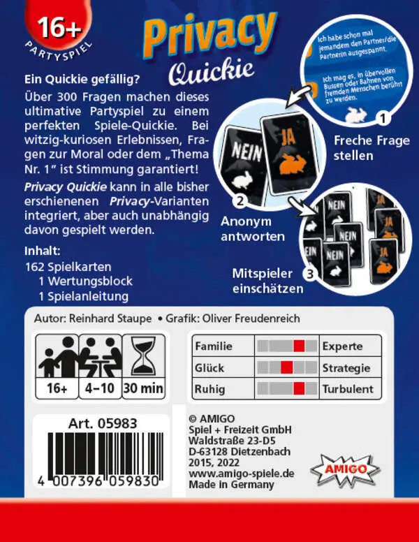 Bild: 4007396059830 | Privacy Quickie (Kartenspiel) | Reinhard Staupe | Spiel | In Spielebox
