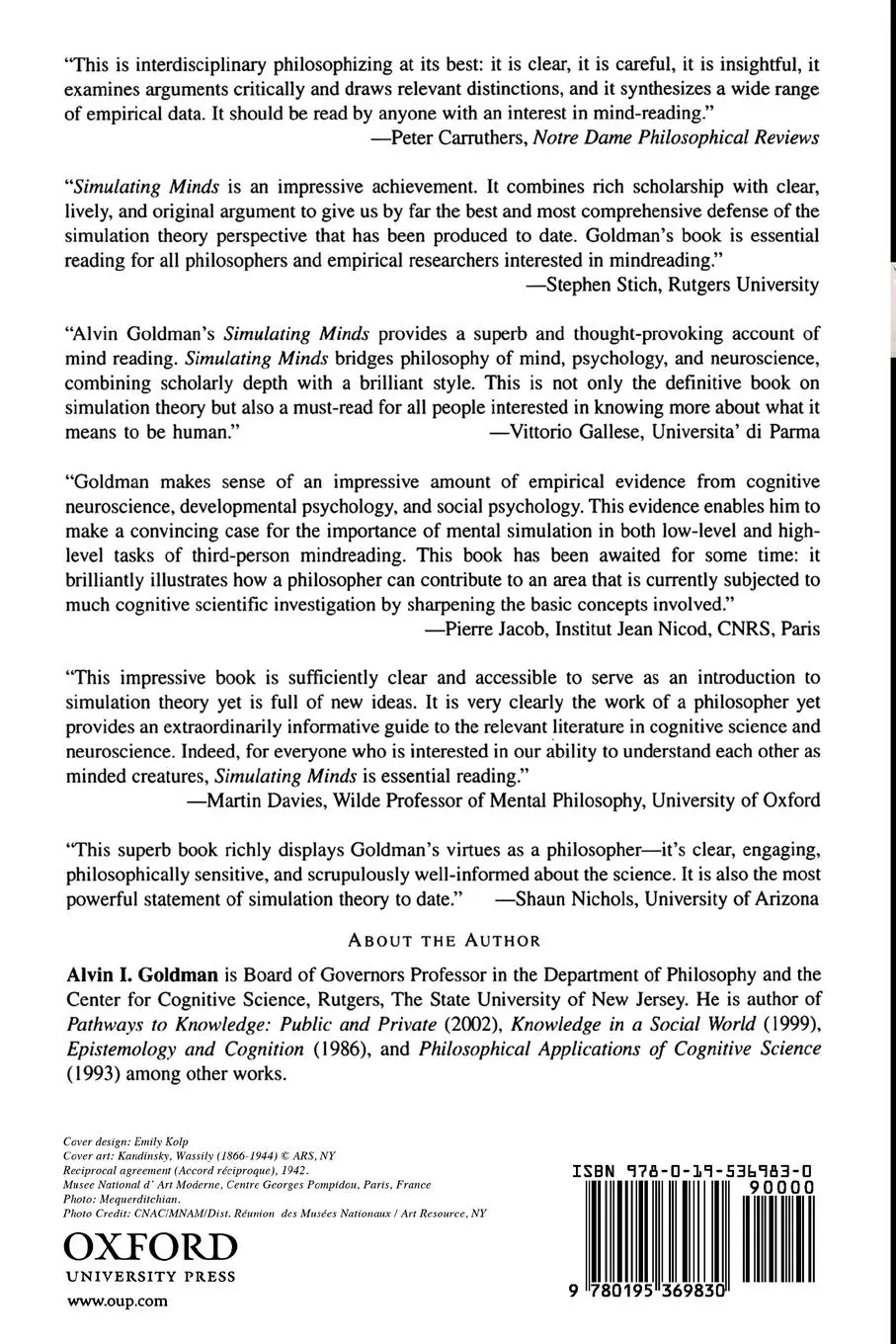Rückseite: 9780195369830 | Simulating Minds | Alvin I. Goldman | Taschenbuch | Englisch | 2008