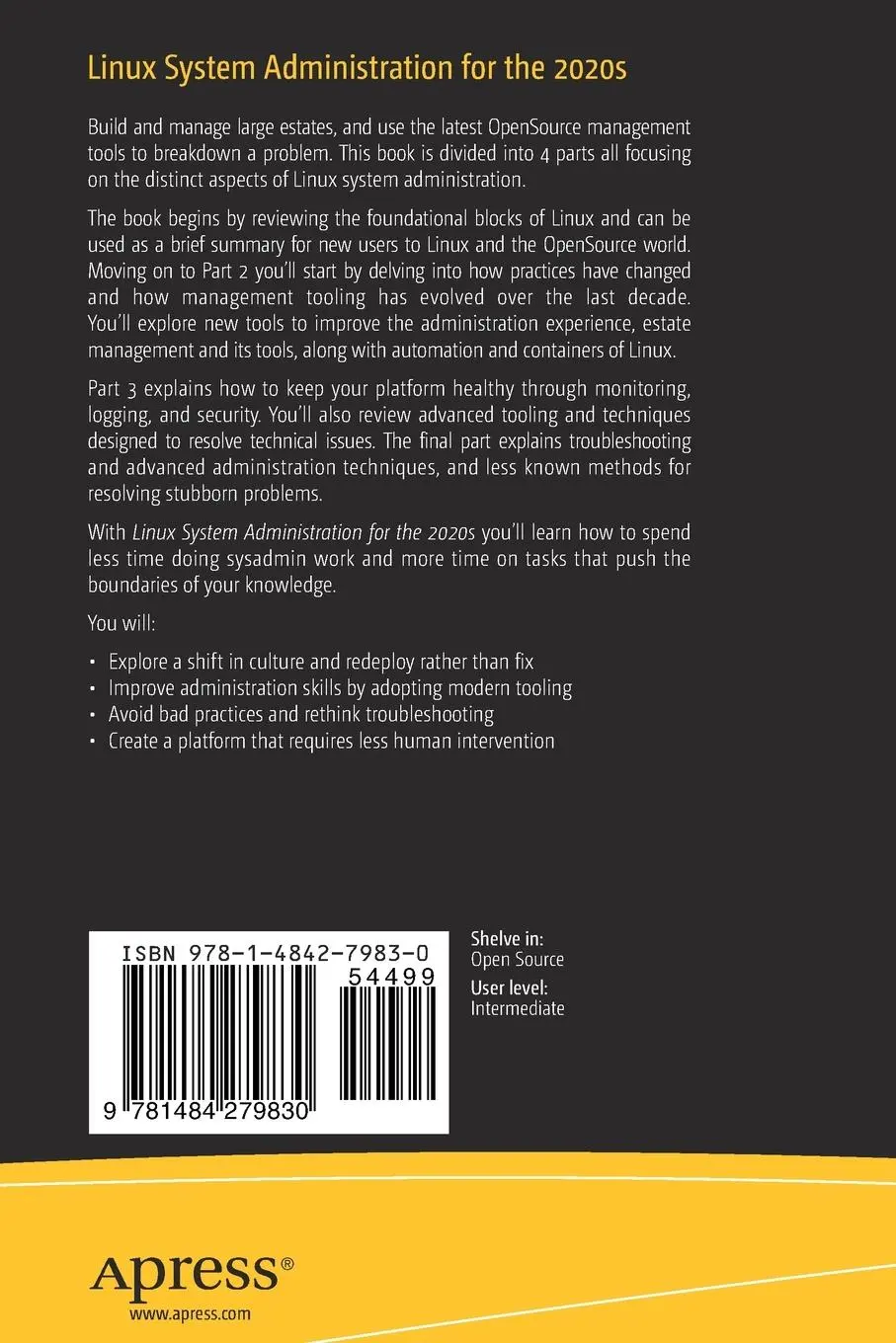 Rückseite: 9781484279830 | Linux System Administration for the 2020s | Kenneth Hitchcock | Buch