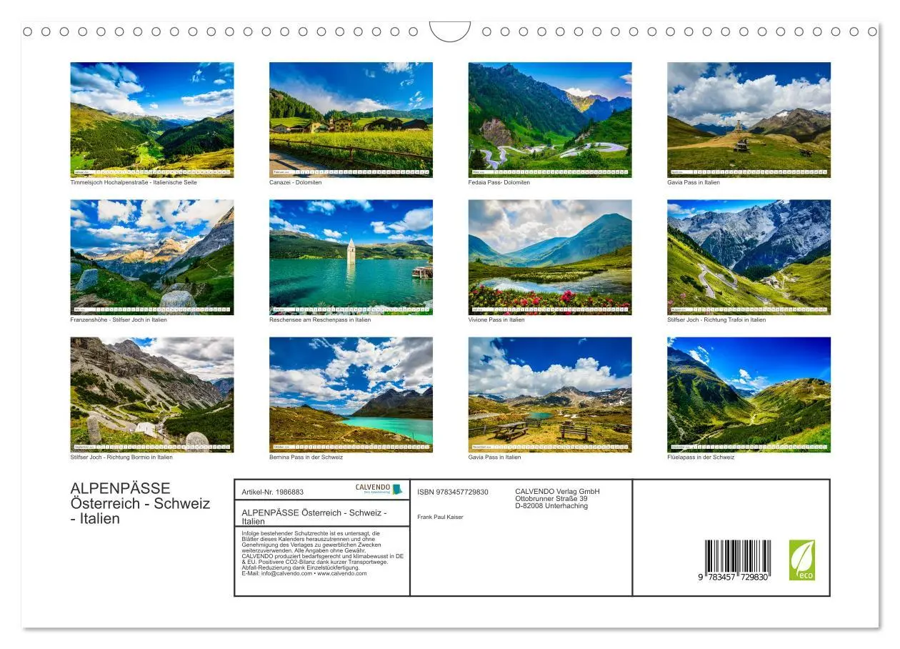 Bild: 9783457729830 | ALPENPÄSSE Österreich - Schweiz - Italien (Wandkalender 2026 DIN A3...