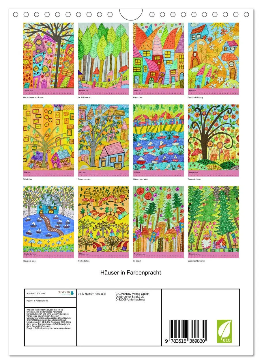 Bild: 9783516369830 | Häuser in Farbenpracht (Wandkalender 2026 DIN A4 hoch), CALVENDO...