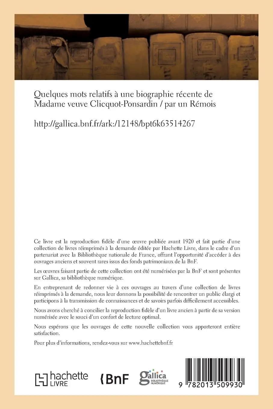 Rückseite: 9782013509930 | Quelques Mots Relatifs À Une Biographie Récente de Madame Veuve...