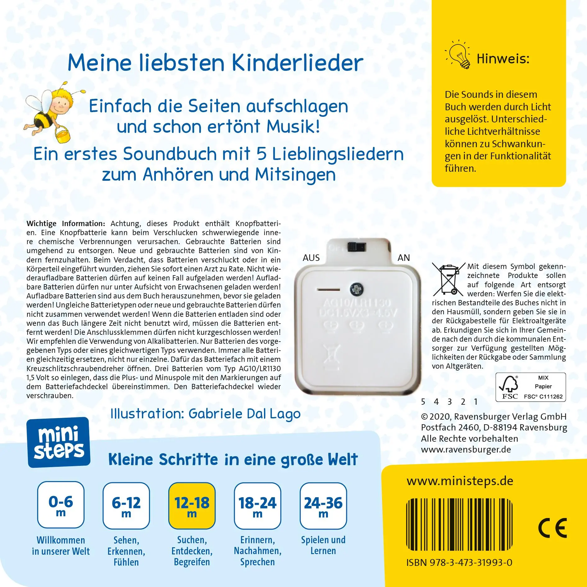Rückseite: 9783473319930 | ministeps: Hör rein, sing mit! Erste Kinderlieder zum Anhören. | Buch
