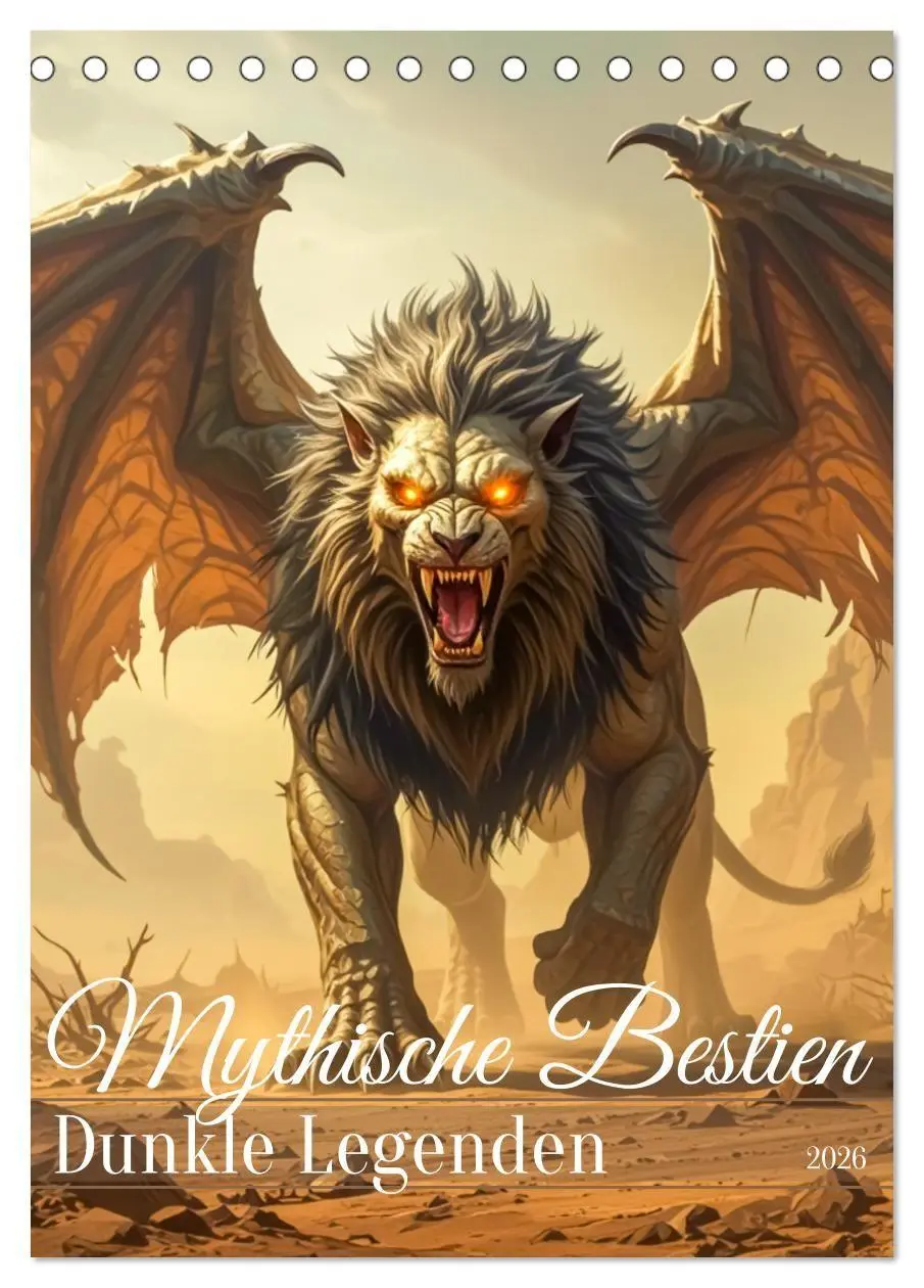 Cover: 9783516669930 | Mythische Bestien - Dunkle Legenden (Tischkalender 2026 DIN A5...