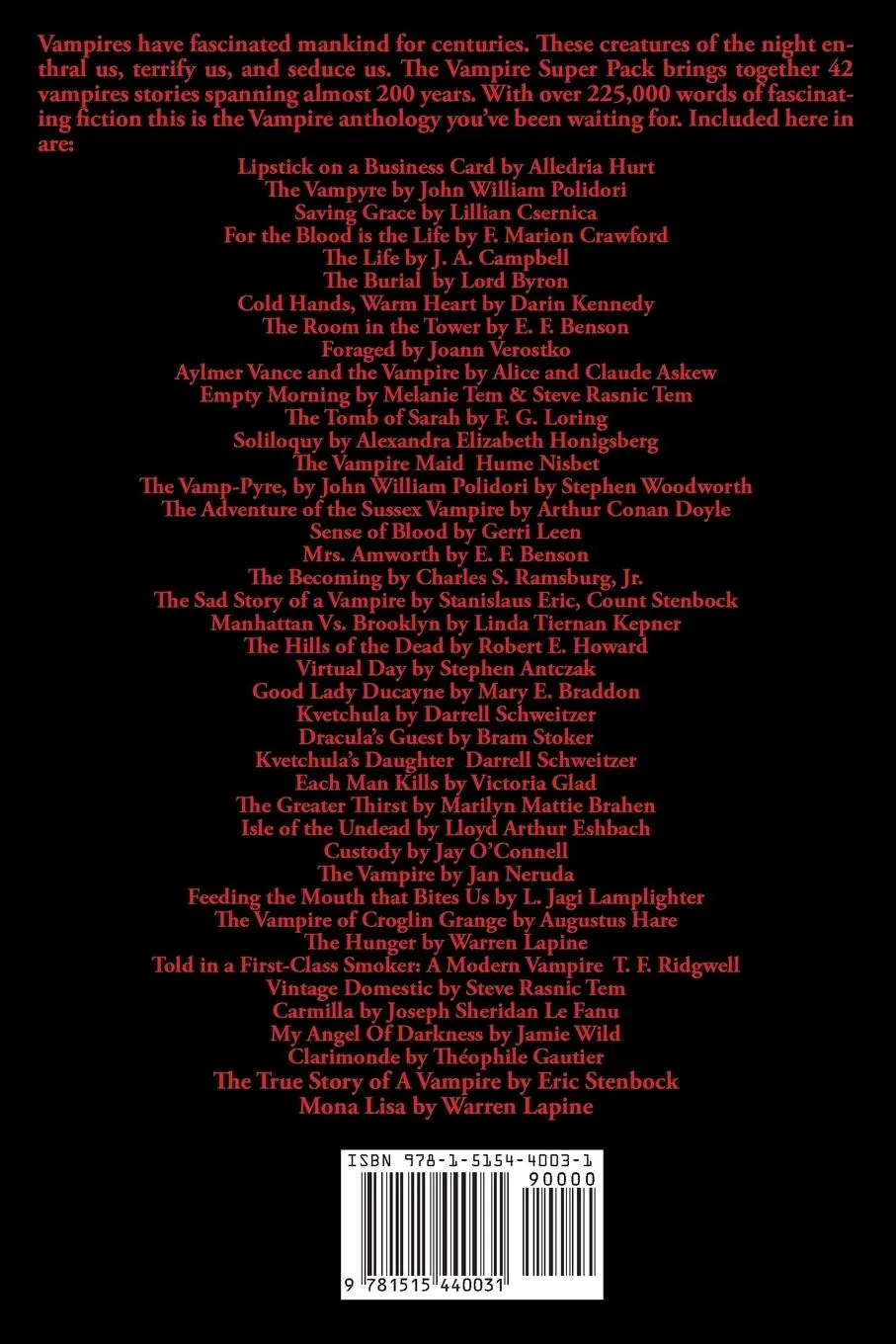 Rückseite: 9781515440031 | Fantastic Stories Presents The Vampire Super Pack | A Positronic Book