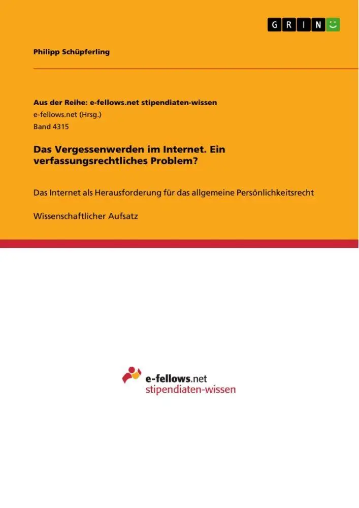 Cover: 9783346950031 | Das Vergessenwerden im Internet. Ein verfassungsrechtliches Problem?