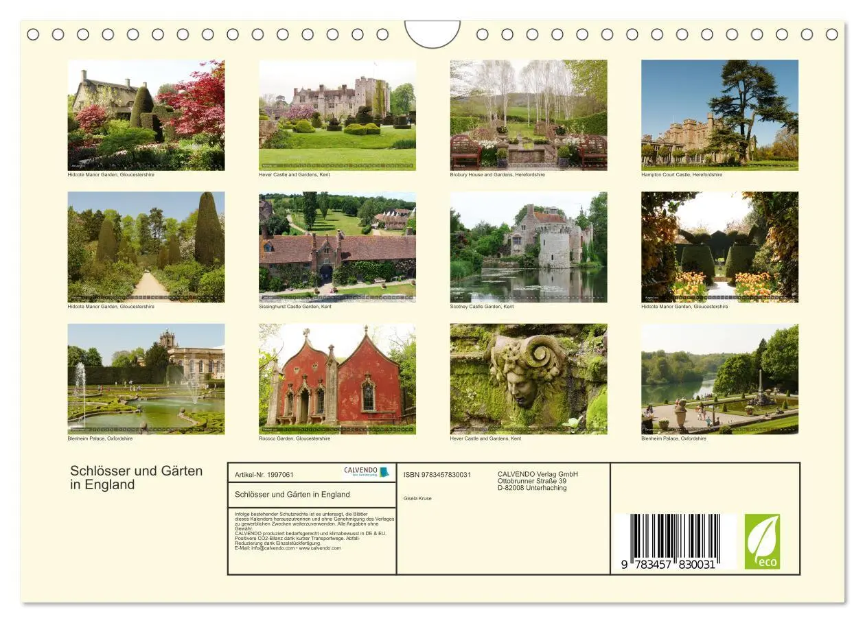 Bild: 9783457830031 | Schlösser und Gärten in England (Wandkalender 2026 DIN A4 quer),...