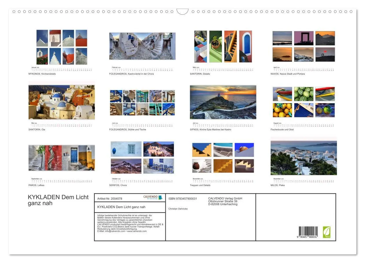 Bild: 9783457900031 | KYKLADEN Dem Licht ganz nah (Wandkalender 2026 DIN A2 quer),...