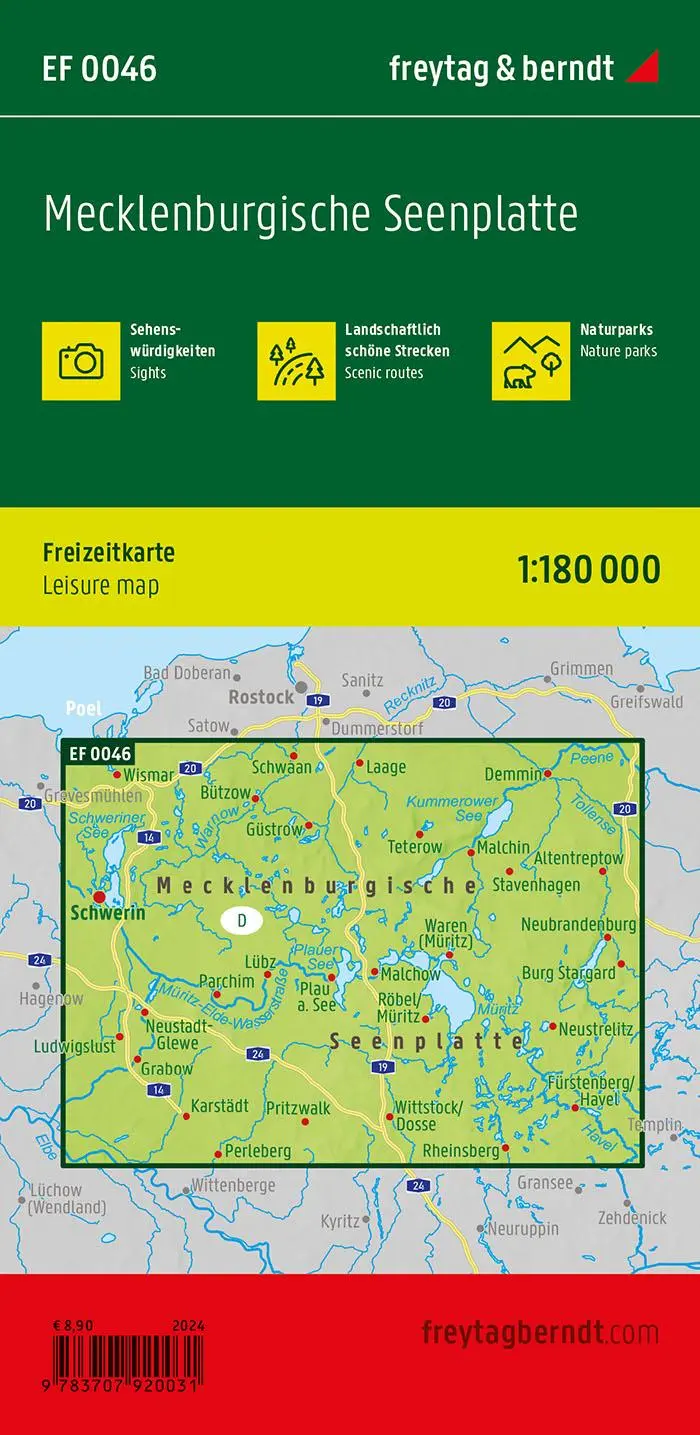 Rückseite: 9783707920031 | freytag &amp; berndt Freizeitkarte Mecklenburgische Seenplatte 1:1,8 Mio.