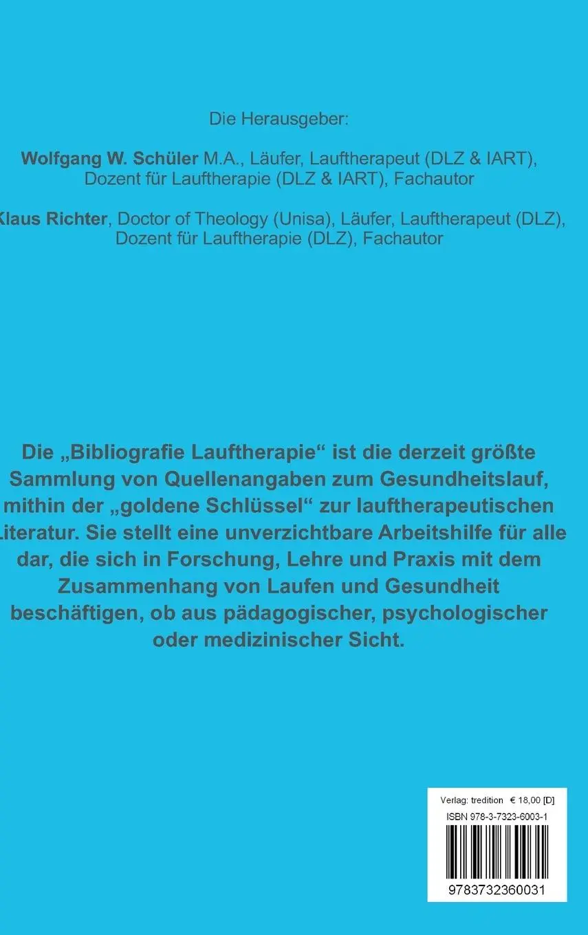 Rückseite: 9783732360031 | Bibliografie Lauftherapie | Klaus Richter (u. a.) | Buch | 204 S.