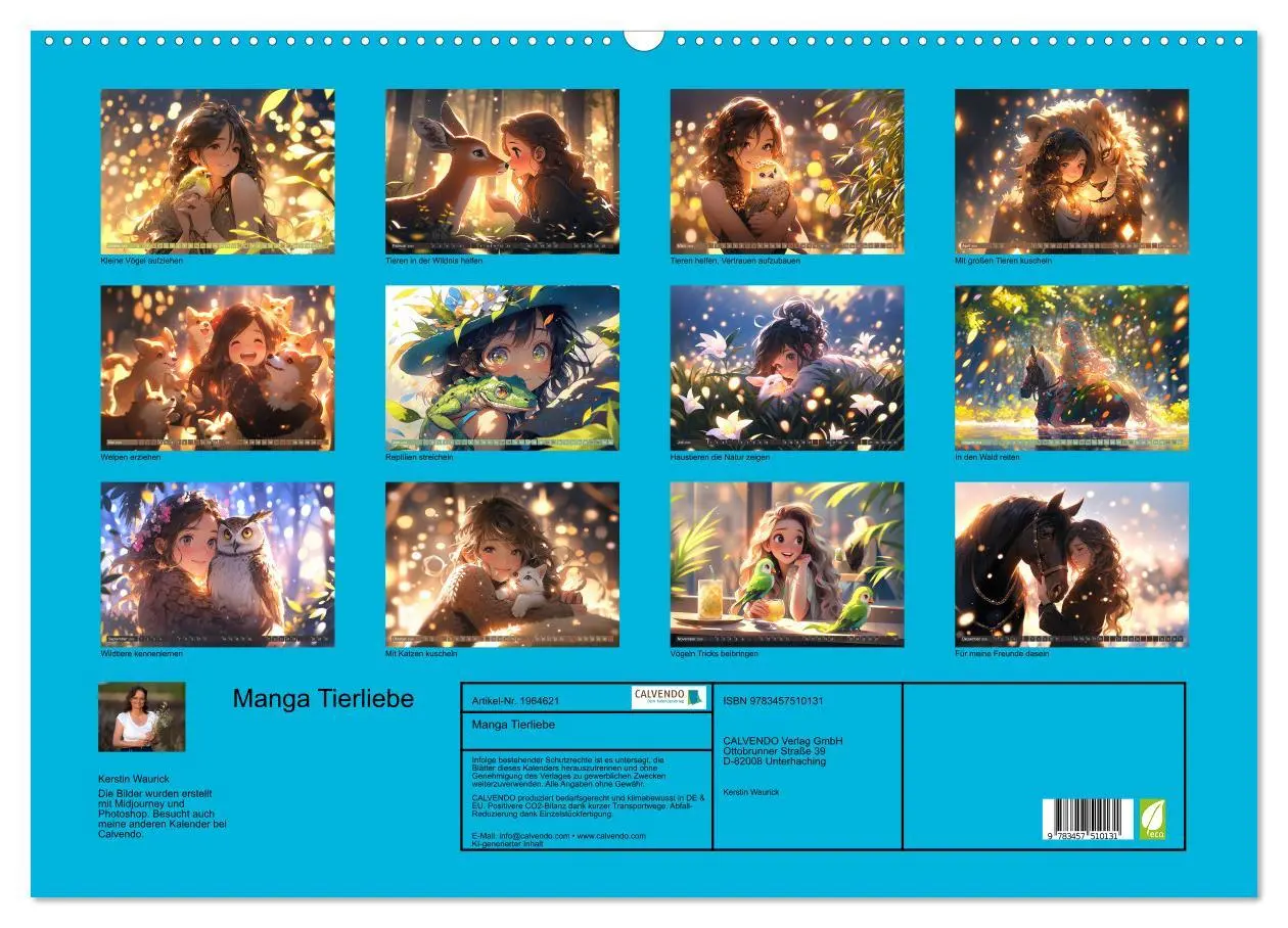 Bild: 9783457510131 | Manga Tierliebe (Wandkalender 2026 DIN A2 quer), CALVENDO...