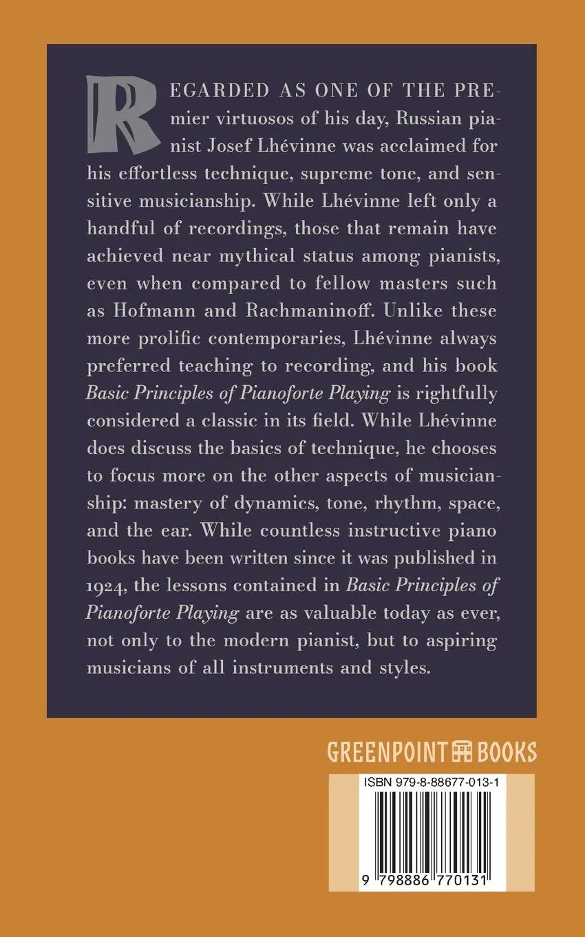 Rückseite: 9798886770131 | Basic Principles of Pianoforte Playing | Josef Lhévinne | Taschenbuch
