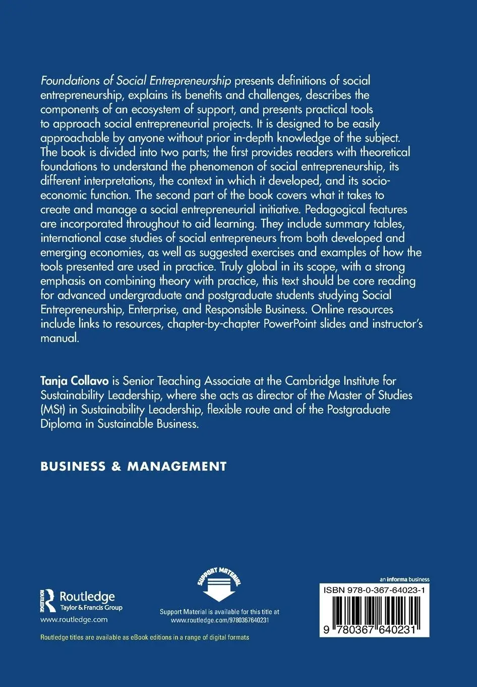 Rückseite: 9780367640231 | Foundations of Social Entrepreneurship | Tanja Collavo | Taschenbuch