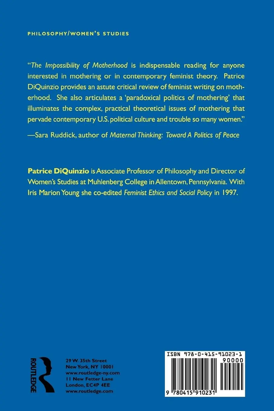 Rückseite: 9780415910231 | The Impossibility of Motherhood | Patrice Diquinzio | Taschenbuch