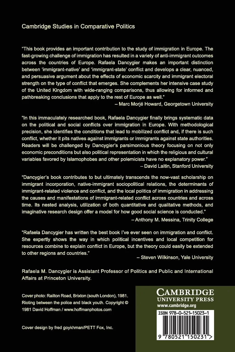 Rückseite: 9780521150231 | Immigration and Conflict in Europe | Rafaela M. Dancygier | Buch