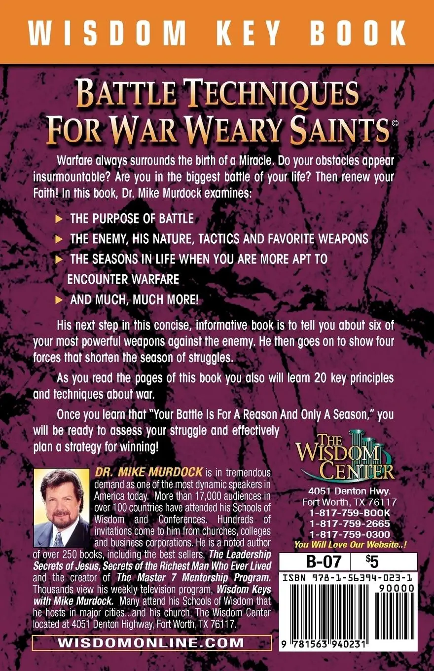 Rückseite: 9781563940231 | Battle Techniques For War Weary Saints | Mike Murdock | Taschenbuch