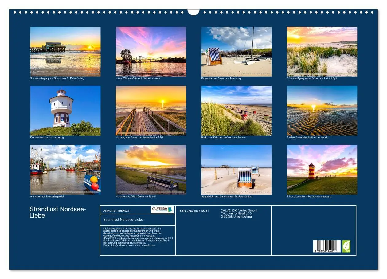 Bild: 9783457740231 | Strandlust Nordsee-Liebe (Wandkalender 2026 DIN A2 quer), CALVENDO...