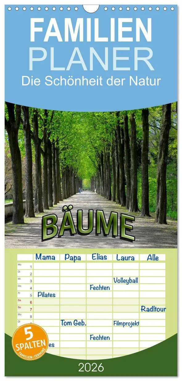 Cover: 9783516520231 | Familienplaner 2026 - Bäume 2026 mit 5 Spalten (Wandkalender, 21 x...