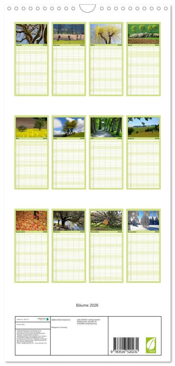 Bild: 9783516520231 | Familienplaner 2026 - Bäume 2026 mit 5 Spalten (Wandkalender, 21 x...
