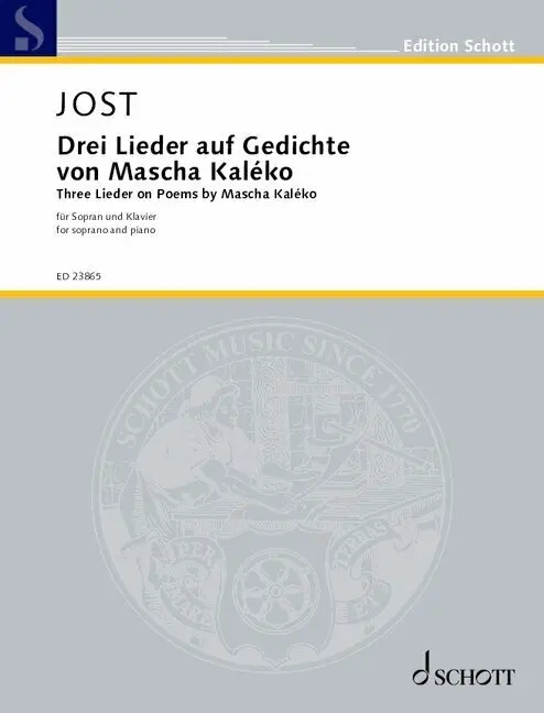 Cover: 9790001220231 | Drei Lieder auf Gedichte von Mascha Kaléko | Christian Jost | 20 S.