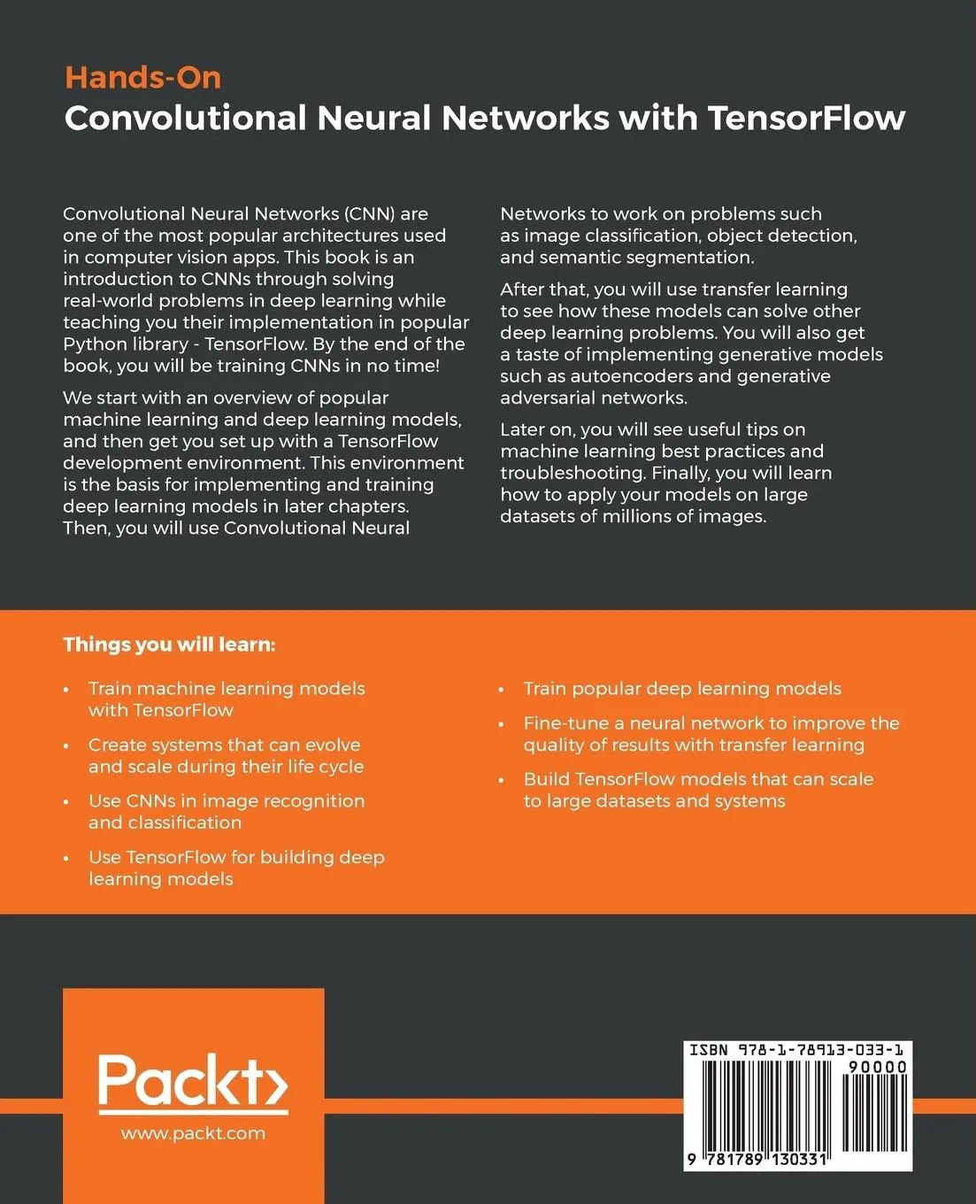 Rückseite: 9781789130331 | Hands-on Convolutional Neural Networks with Tensorflow | Zafar (u. a.)