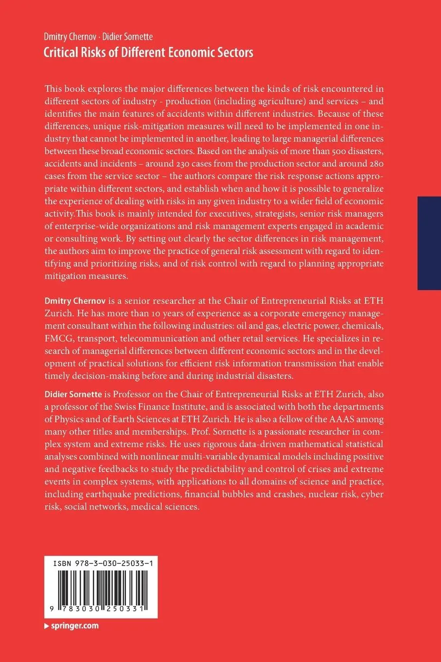 Rückseite: 9783030250331 | Critical Risks of Different Economic Sectors | Dmitry Chernov (u. a.)