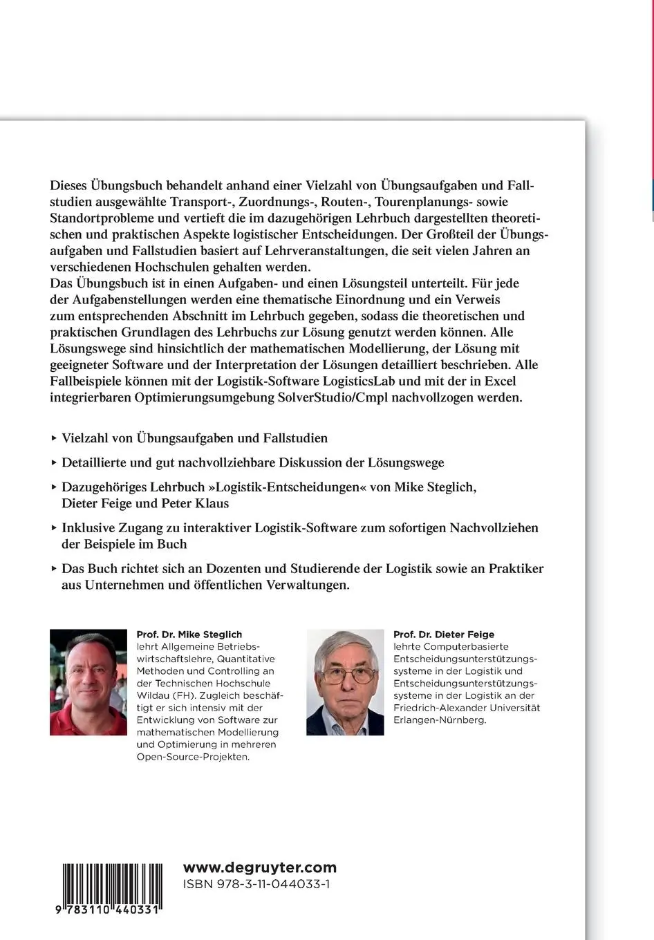 Rückseite: 9783110440331 | Übungsbuch Logistik-Entscheidungen | Dieter Feige (u. a.) | Buch