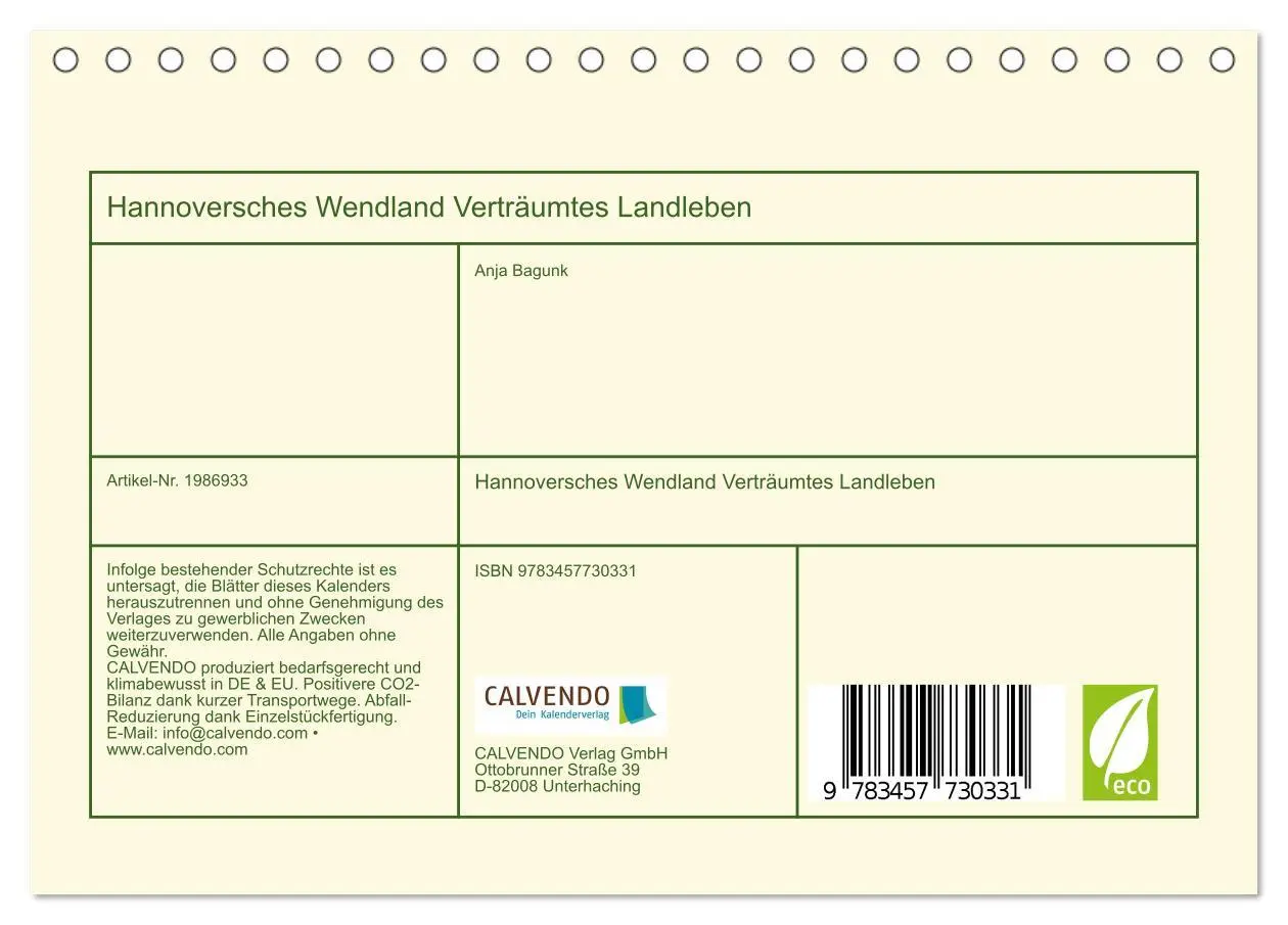 Bild: 9783457730331 | Hannoversches Wendland Verträumtes Landleben (Tischkalender 2026...