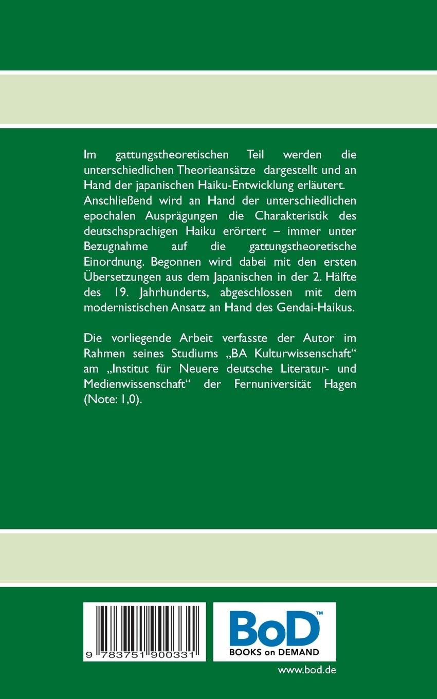 Rückseite: 9783751900331 | Das deutschsprachige Haiku | Eine gattungsgeschichtliche Betrachtung