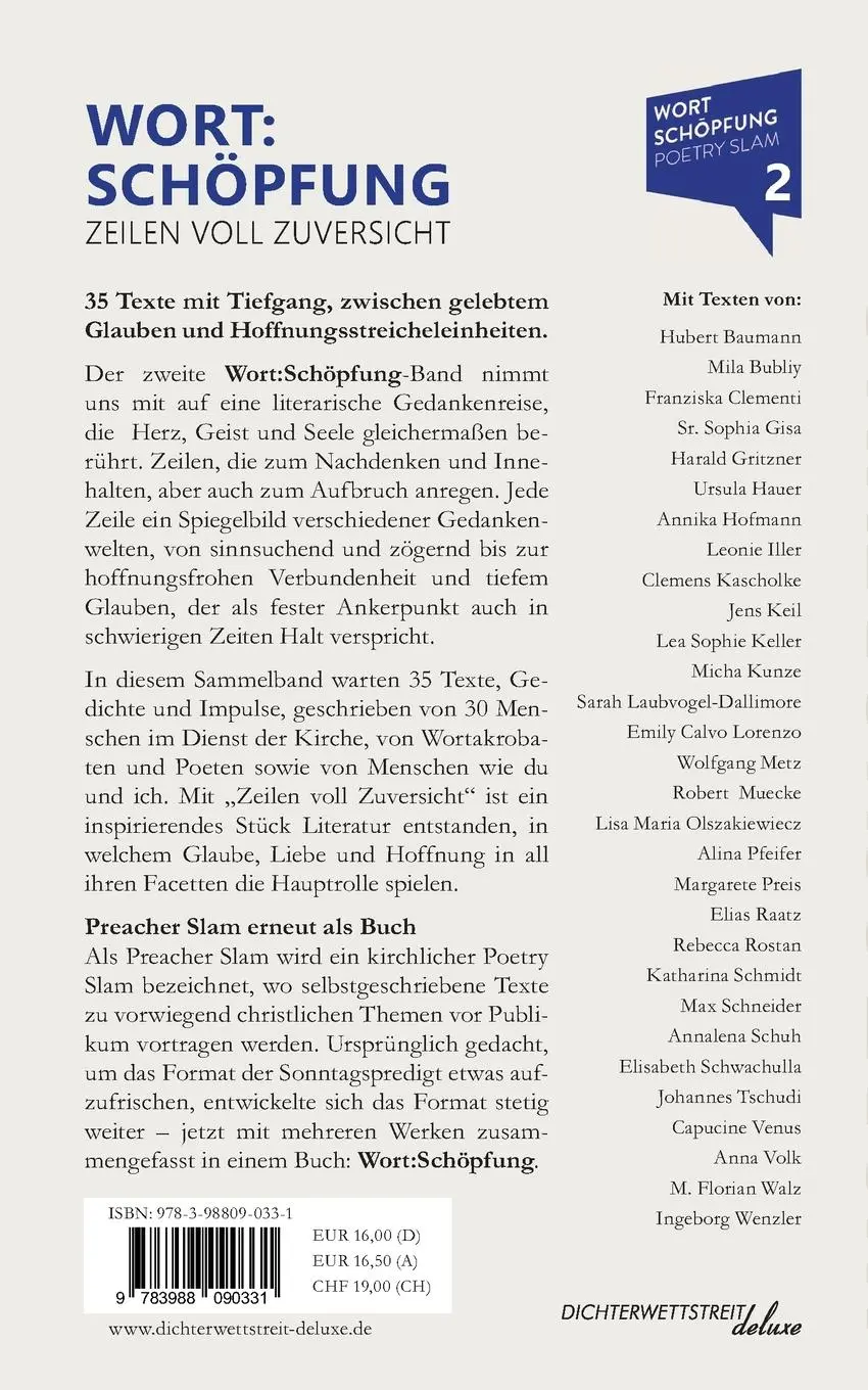 Rückseite: 9783988090331 | Wort:Schöpfung - Zeilen voll Zuversicht | Elias Raatz (u. a.) | Buch