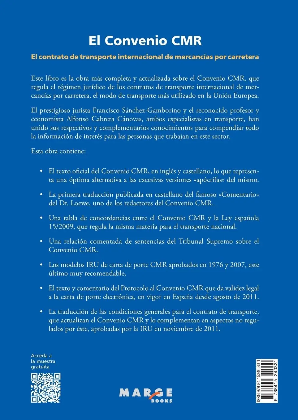 Rückseite: 9788415340331 | El Convenio CMR | Francisco Sánchez-Gamborino (u. a.) | Taschenbuch
