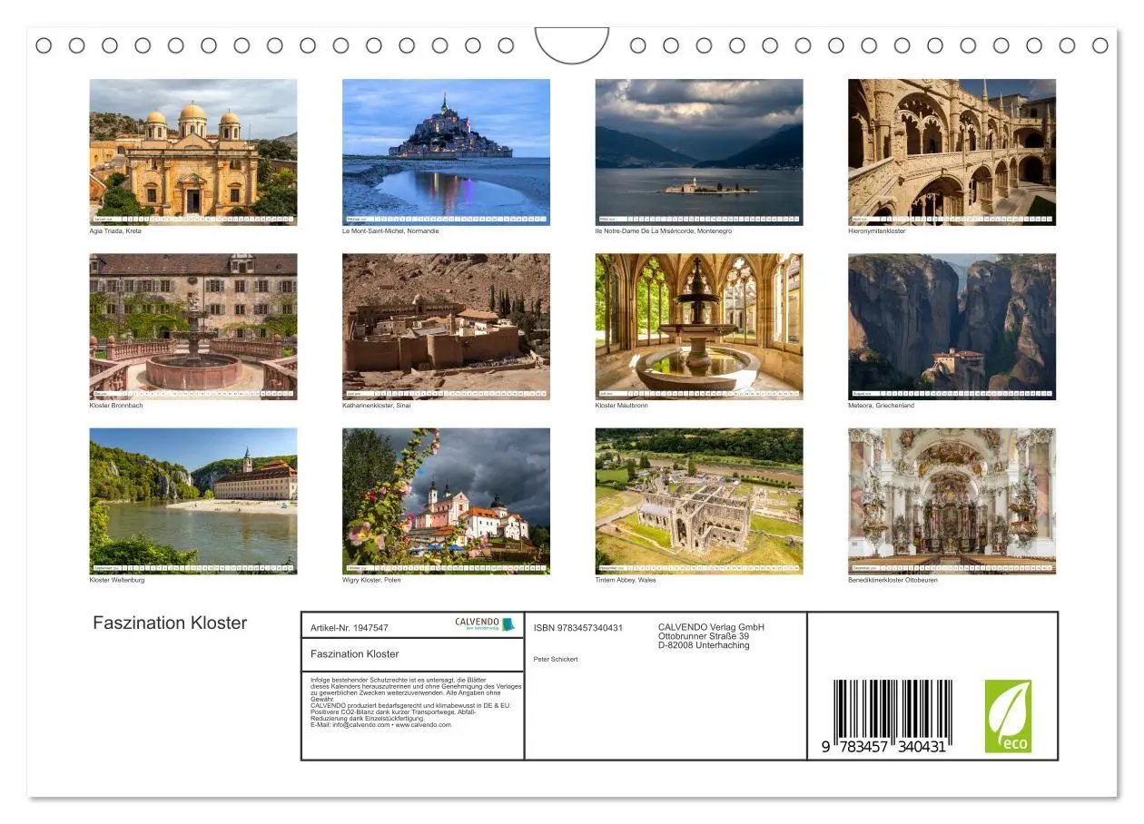 Bild: 9783457340431 | Faszination Kloster (Wandkalender 2026 DIN A4 quer), CALVENDO...
