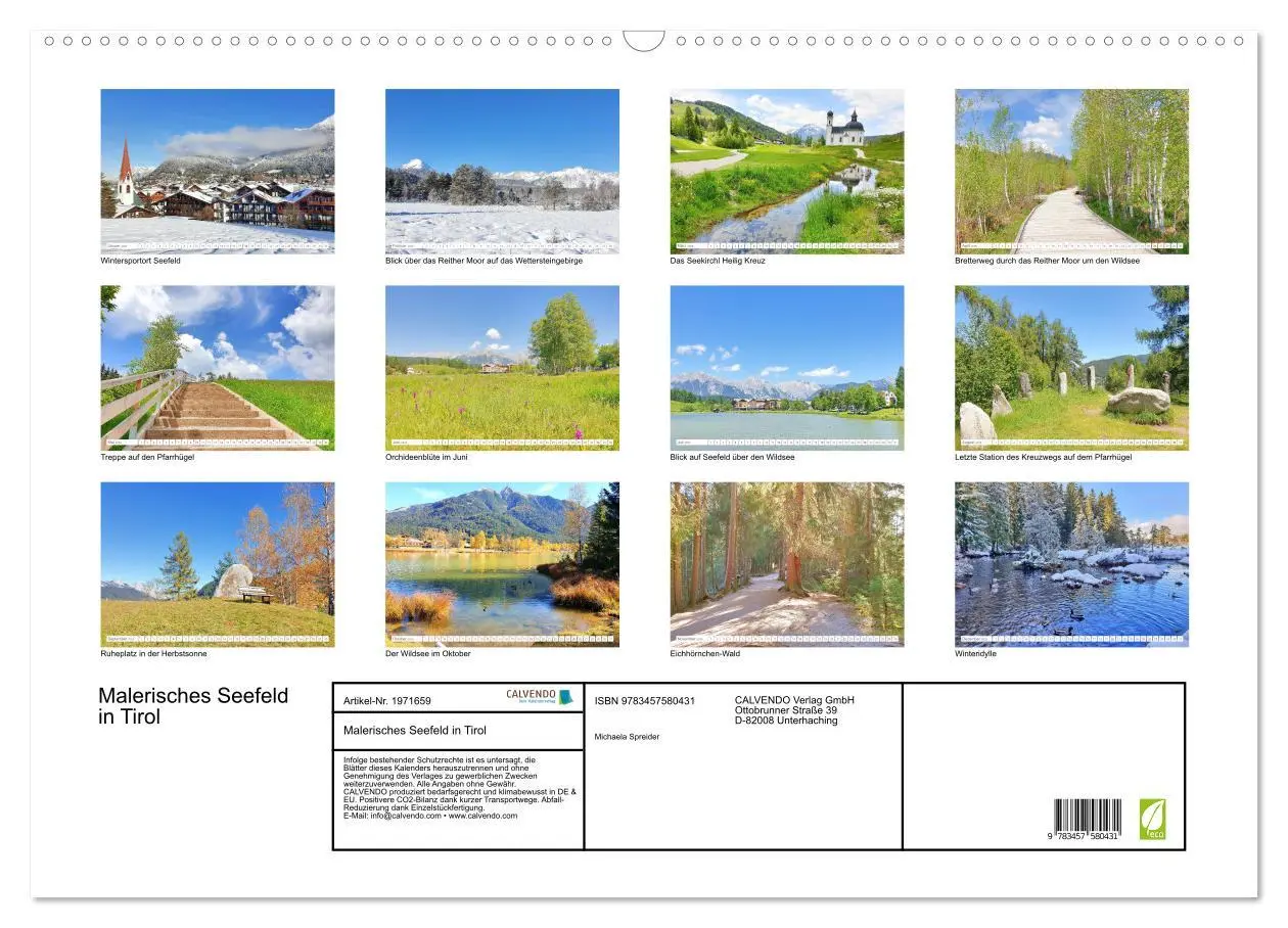 Bild: 9783457580431 | Malerisches Seefeld in Tirol (Wandkalender 2026 DIN A2 quer),...