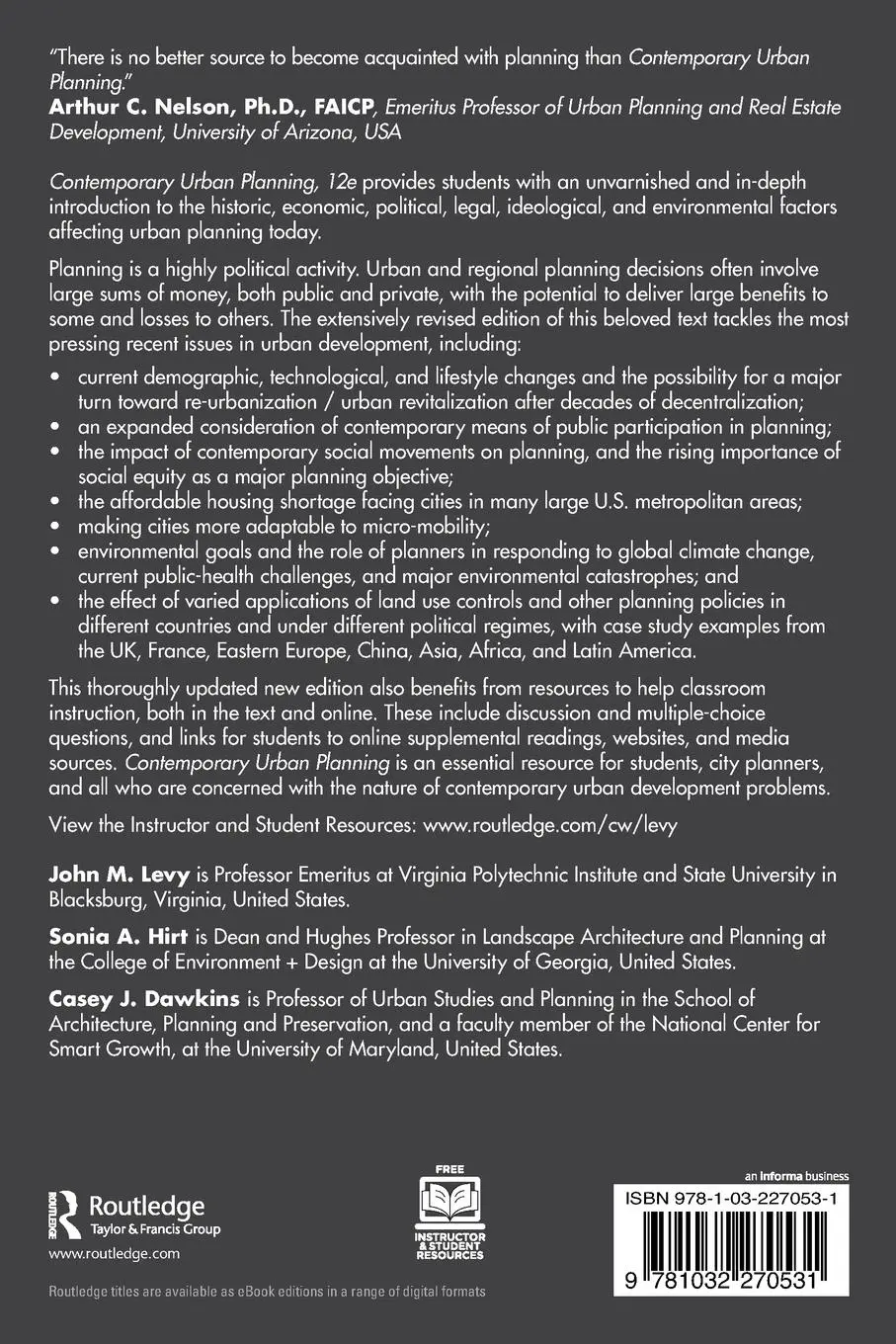 Rückseite: 9781032270531 | Contemporary Urban Planning | John M. Levy (u. a.) | Taschenbuch