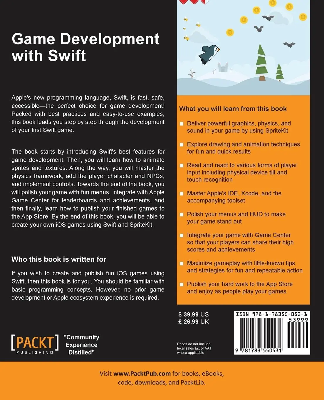 Rückseite: 9781783550531 | Game Development with Swift | Stephen Haney | Taschenbuch | Englisch