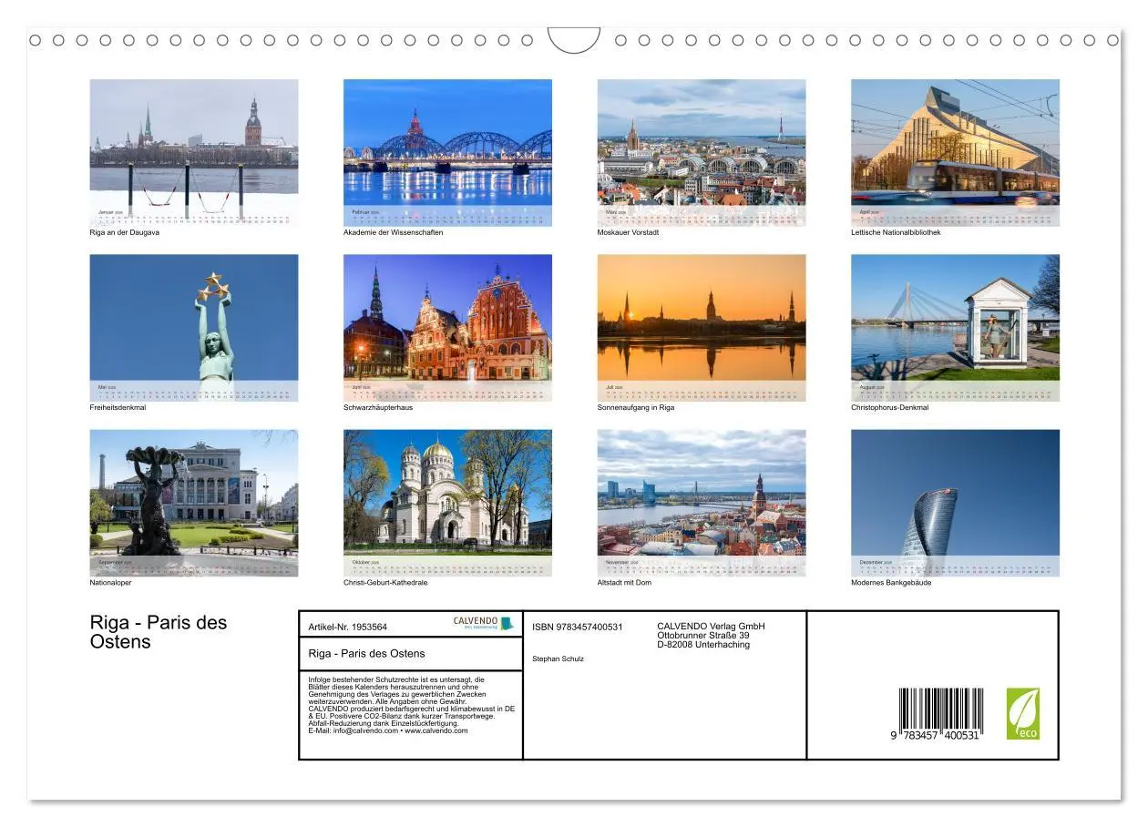Bild: 9783457400531 | Riga - Paris des Ostens (Wandkalender 2026 DIN A3 quer), CALVENDO...