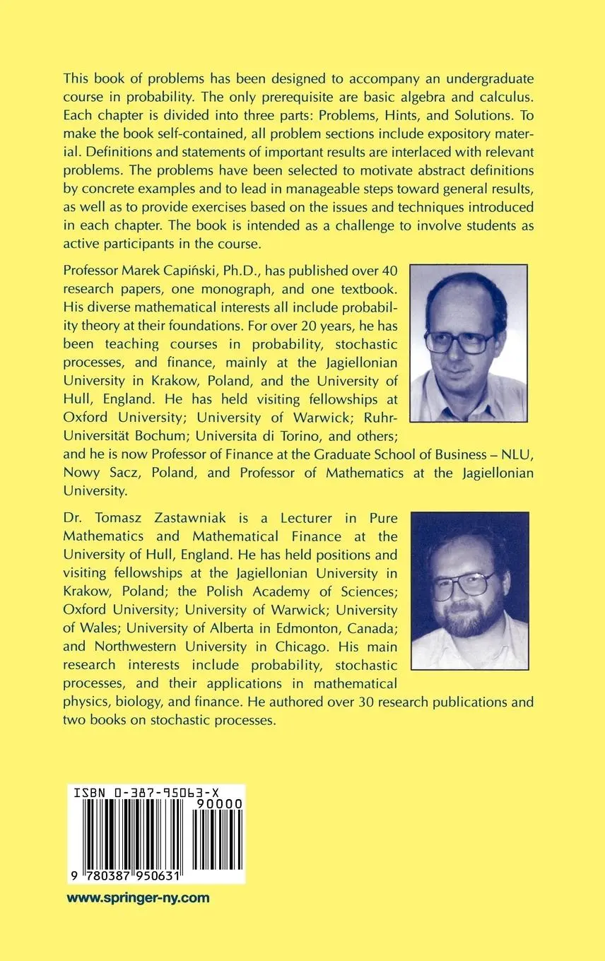 Rückseite: 9780387950631 | Probability Through Problems | Tomasz Jerzy Zastawniak (u. a.) | Buch