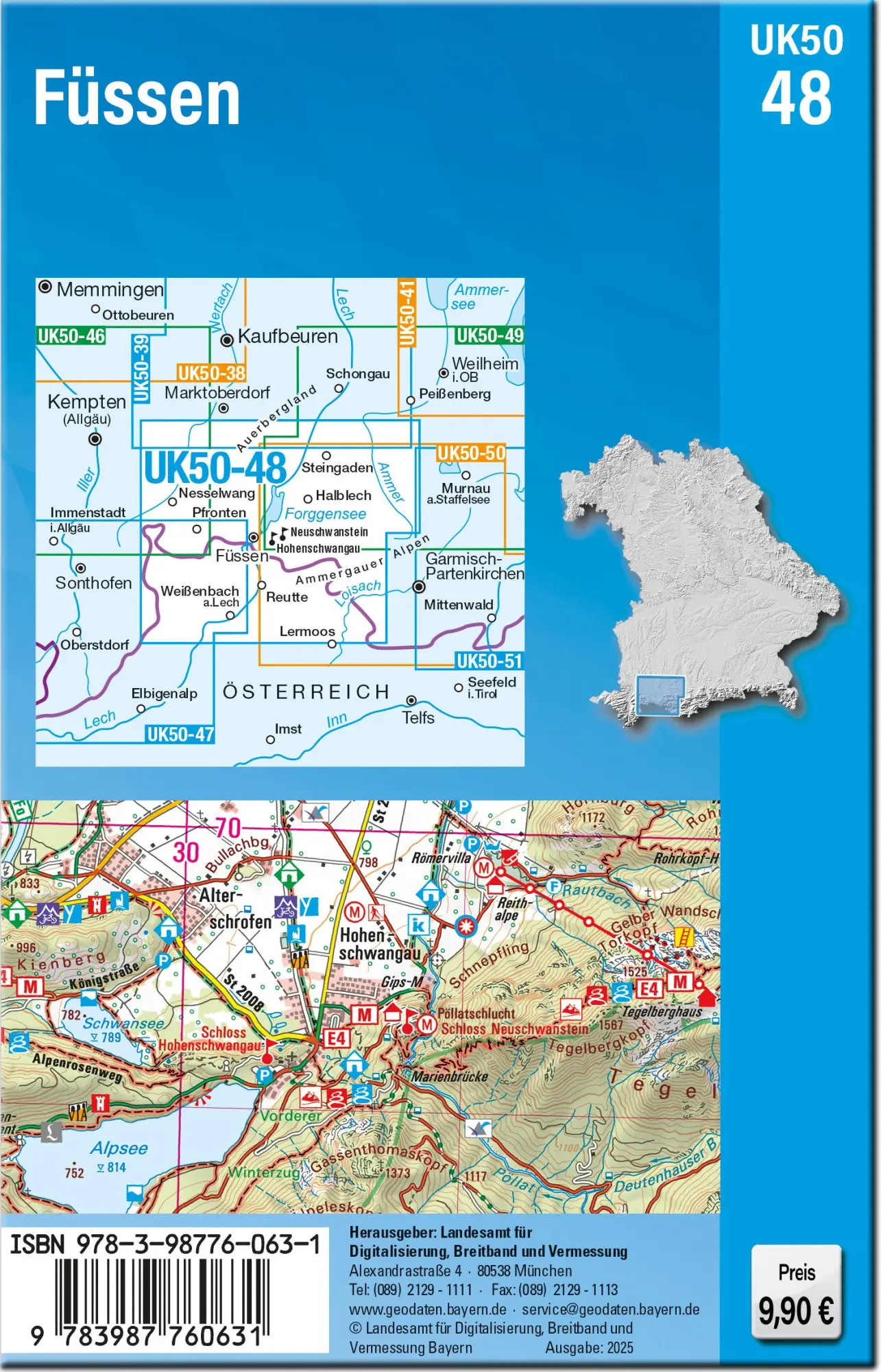 Rückseite: 9783987760631 | UK50-48 Füssen (Umgebungskarte 1:50000) | Digitalisierung | Deutsch