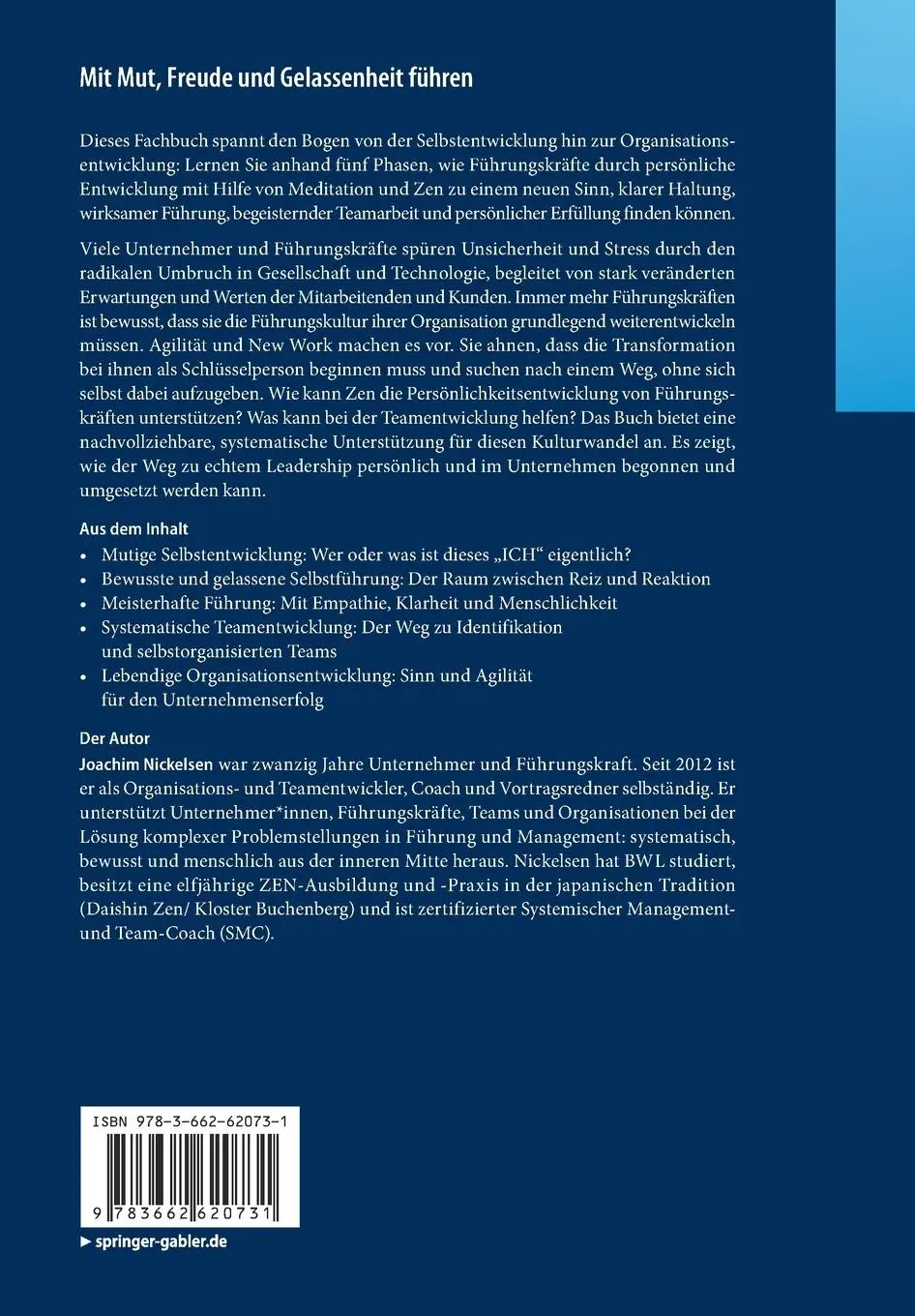 Rückseite: 9783662620731 | Mit Mut, Freude und Gelassenheit führen | Joachim Nickelsen | Buch