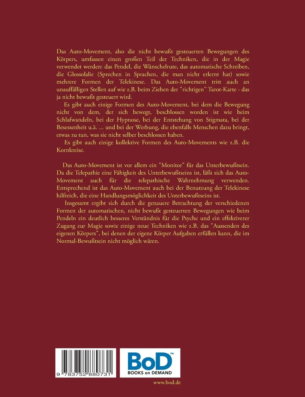 Rückseite: 9783752880731 | Auto-Movement für Anfänger | Harry Eilenstein | Taschenbuch | 56 S.