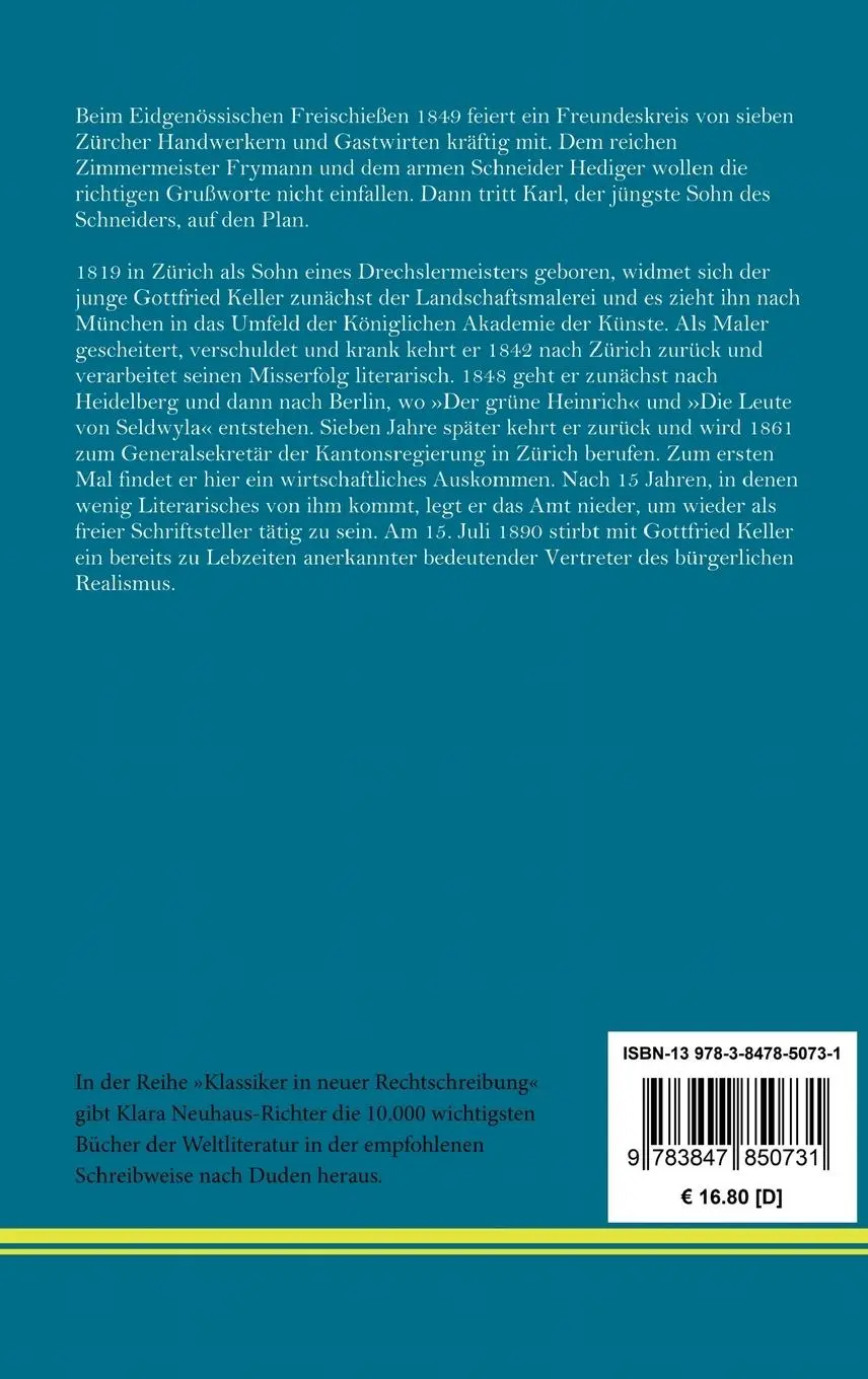 Rückseite: 9783847850731 | Das Fähnlein der sieben Aufrechten | Gottfried Keller | Buch | 64 S.
