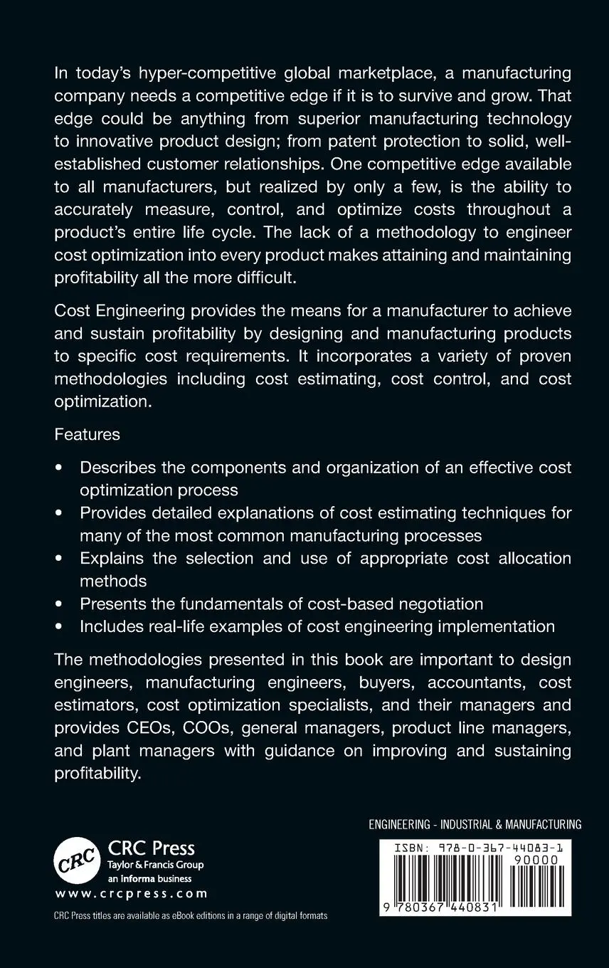 Rückseite: 9780367440831 | Cost Engineering | Chris Domanski | Buch | Englisch | 2020 | CRC Press