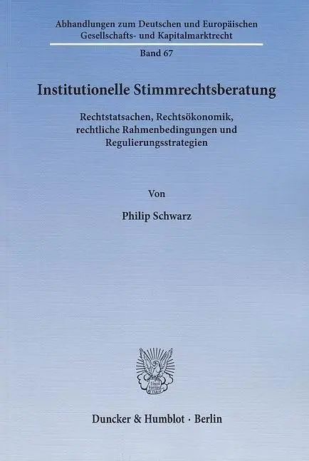 Cover: 9783428140831 | Institutionelle Stimmrechtsberatung. | Philip Schwarz | Taschenbuch