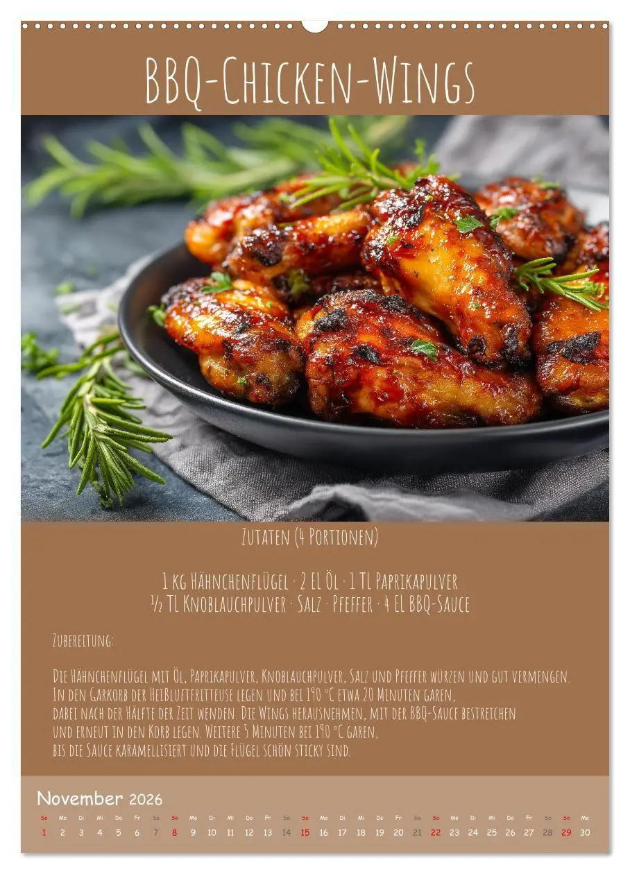 Bild: 9783516700831 | REZEPTE - Kochen in der Heißluftfritteuse (Wandkalender 2026 DIN A2...