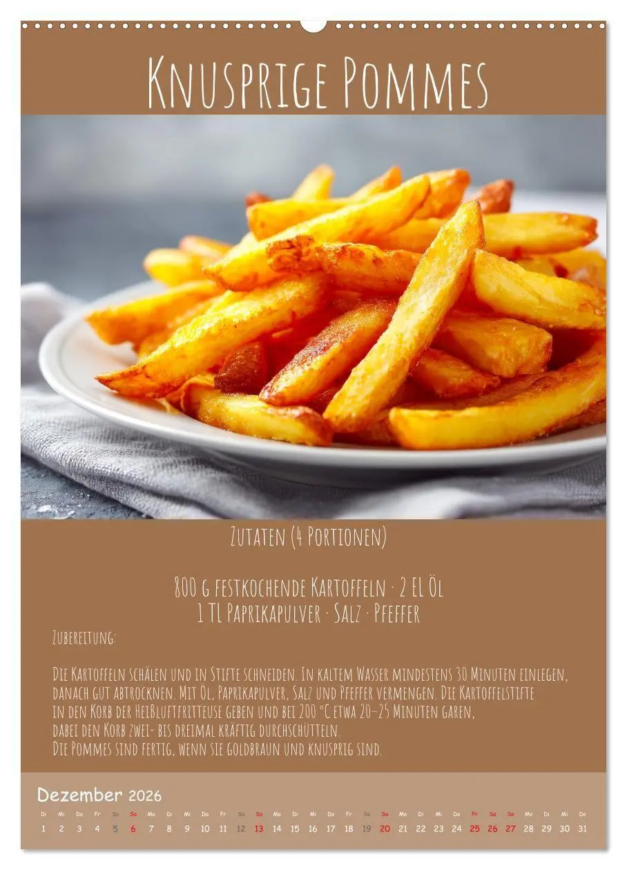 Bild: 9783516700831 | REZEPTE - Kochen in der Heißluftfritteuse (Wandkalender 2026 DIN A2...